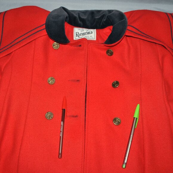 Vintage Rothschild Wool Coat Girls Size 4 Red & Blue Pea Coat - Picture 8 of 15
